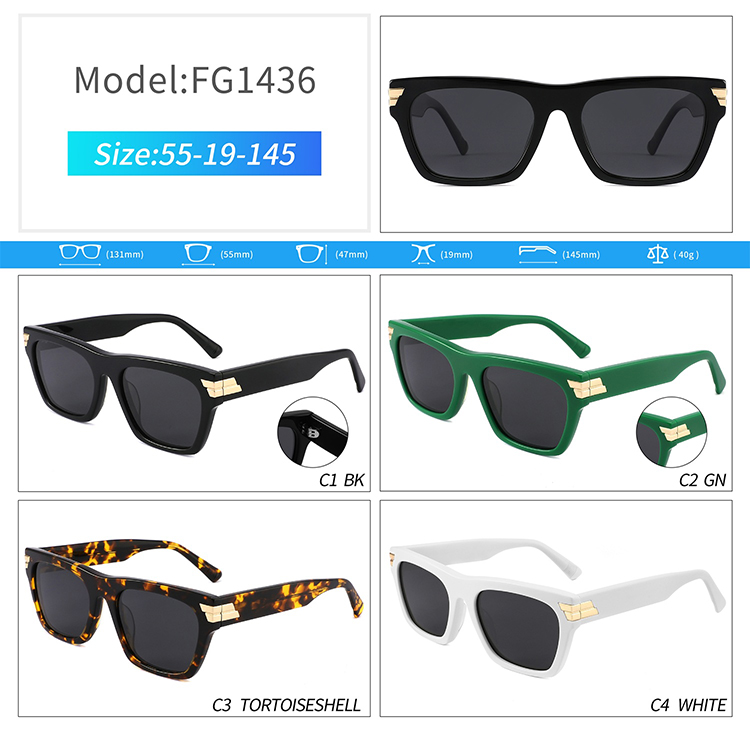 FG1436-wholesale square sunglasses Lunettes de soleil carrées FG1436-vente en gros