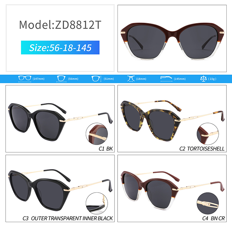 ZD8812-wholesale 90s sunglasses Lunettes de soleil ZD8812-vente en gros des années 90