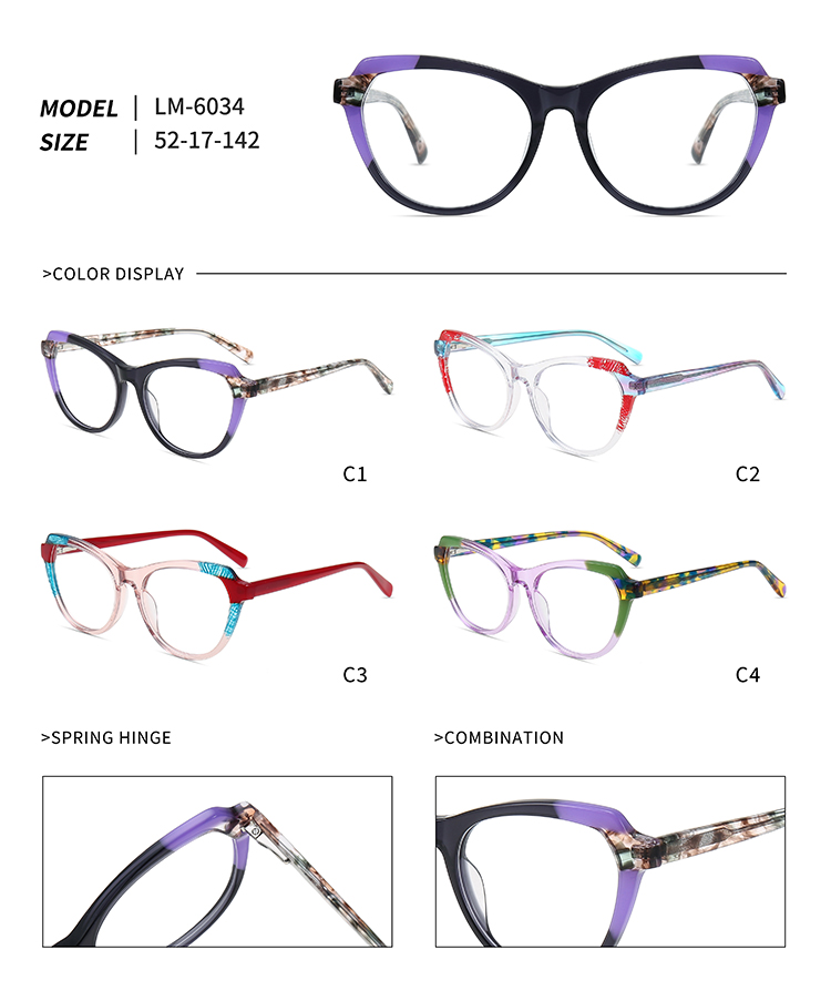 LM-6034 stylish spectacles for women Lunettes élégantes LM-6034 pour femmes