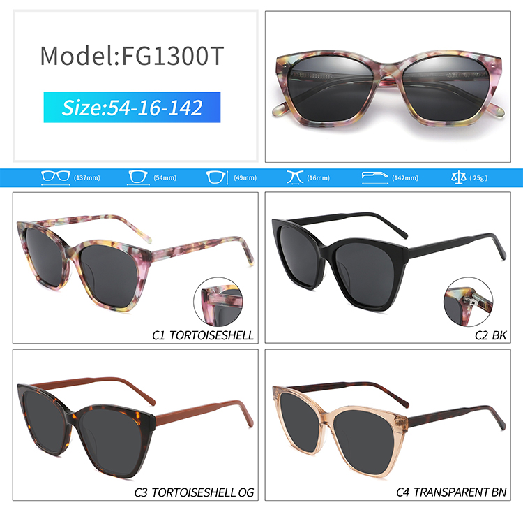 FG1300-cat eye acetate sunglasses Lunettes de soleil œil de chat FG1300 en acétate
