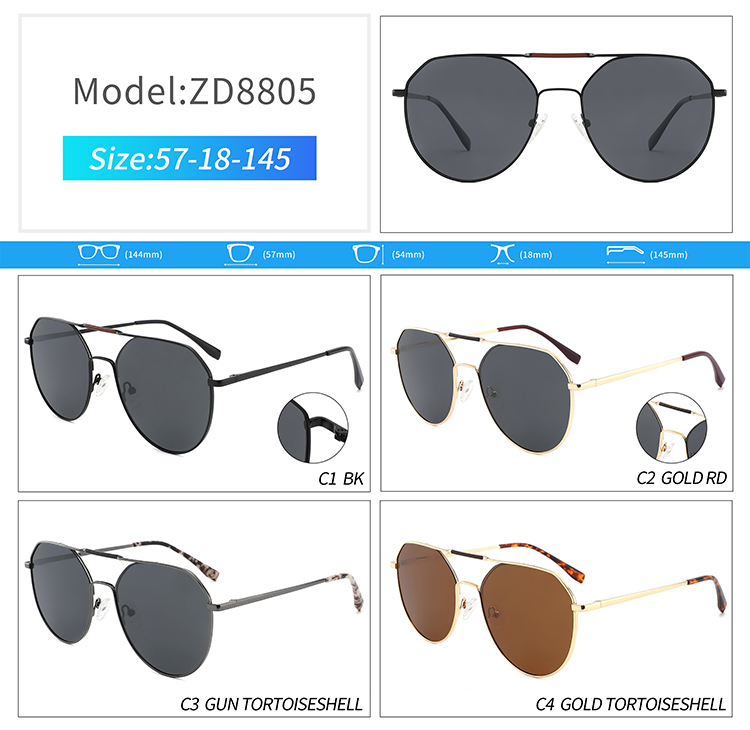 ZD8805-men's metal aviator sunglasses Lunettes de soleil aviateur en métal pour hommes ZD8805