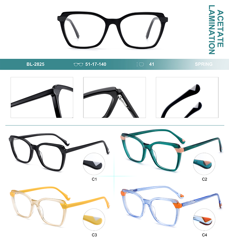 Wholesale Acetate Glasses Frames Details BL-2825 Montures de lunettes en acétate en gros, détails BL-2825