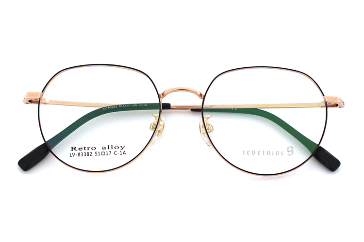 Montures de lunettes rondes rétro - Noir et Or