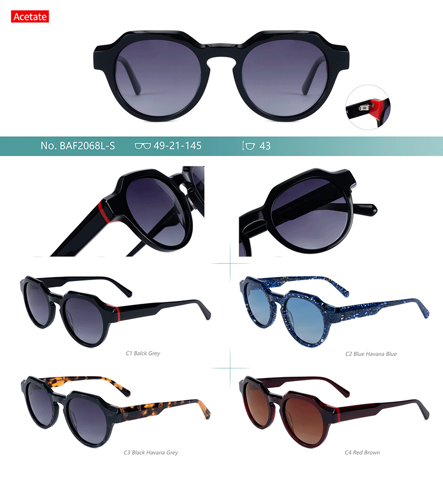 Wholesale Acetate Sunglasses-BAF2068LS Lunettes de soleil en acétate en gros-BAF2068LS