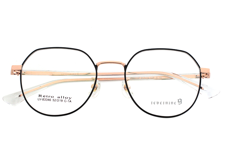 Monture Optique en Métal pour Femme - Noir et Or