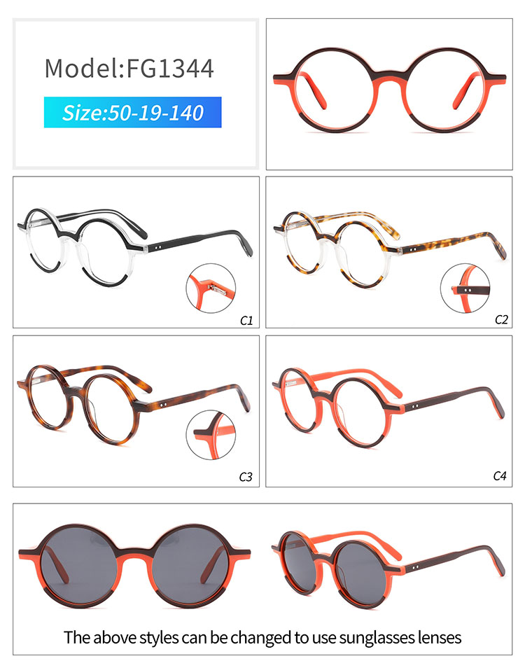 FG1344- acetate eye glasses FG1344-lunettes en acétate