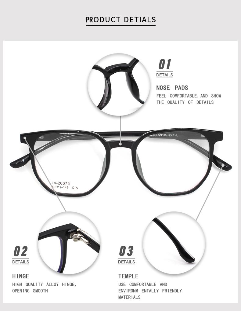 Montures de lunettes en plastique transparent