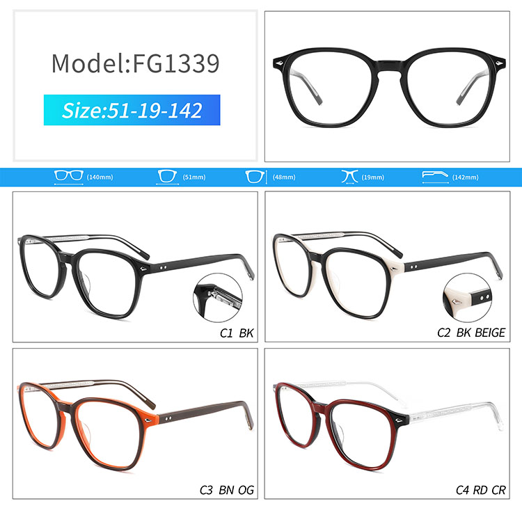 FG1339- cellulose acetate glasses frames FG1339- Montures de lunettes en acétate de cellulose