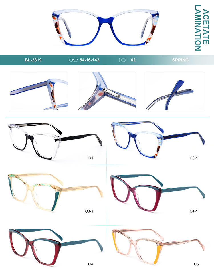 Wholesale Acetate Glasses Frames Details BL-2819 Montures de lunettes en acétate en gros, détails BL-2819