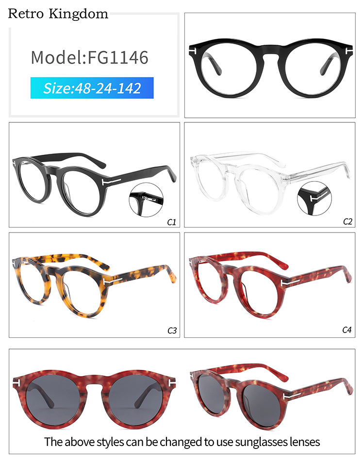 FG1146 montures de lunettes rondes vintage FG1146