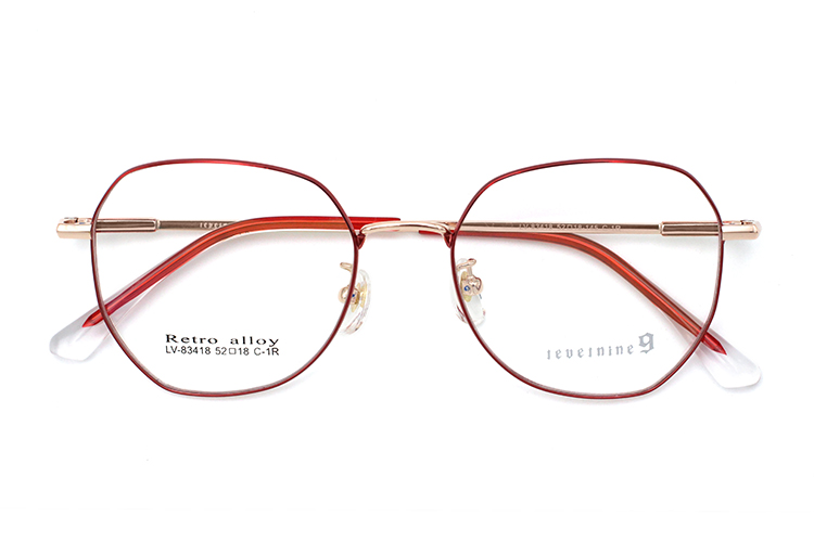 Lunettes à monture fine en métal - Rouge