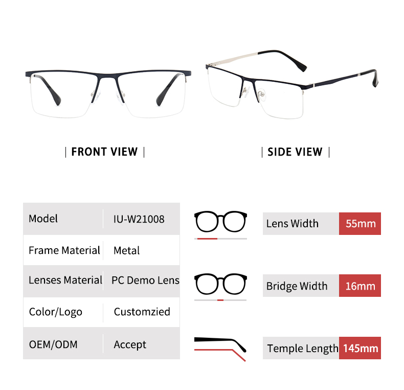 Lunettes semi-sans monture pour hommes Frames_detials