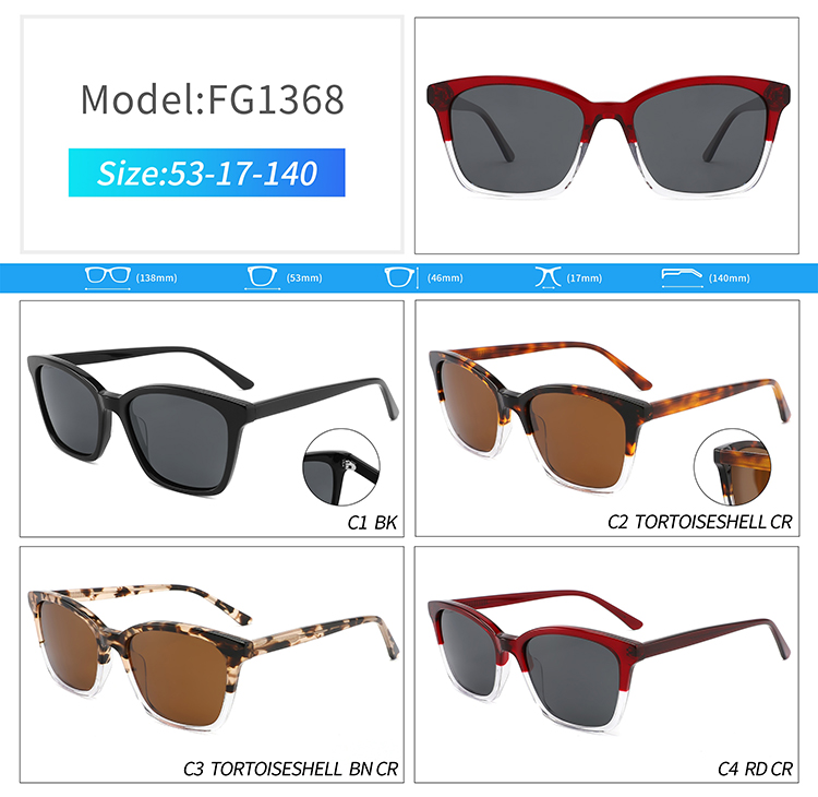 Lunettes de soleil en &eacute;caille de tortue FG1368 en ac&eacute;tate