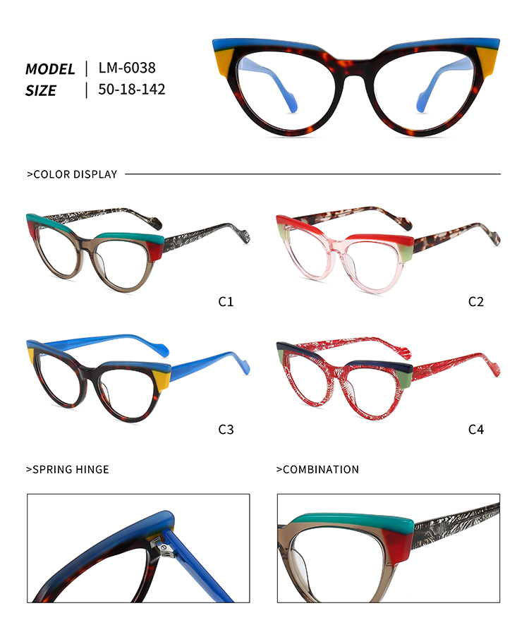 Montures de lunettes œil de chat pour femmes LM-6038