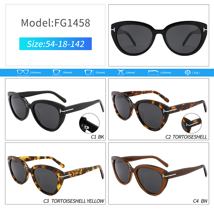 FG1458-wholesale lunettes de soleil femme oeil de chat