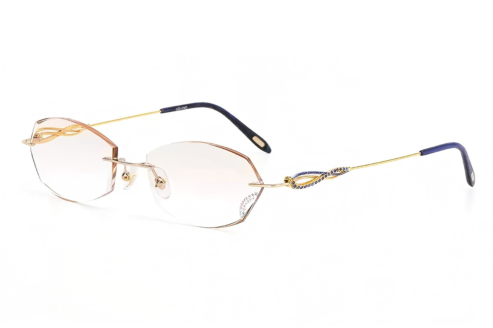 Lunettes sans monture &agrave; verres d&eacute;coup&eacute;s g&eacute;om&eacute;triques