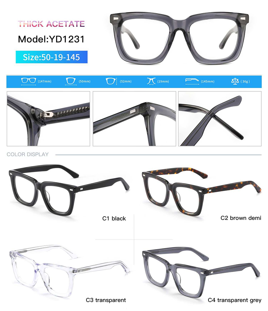 montures de lunettes r&eacute;tro pour hommes YD1231