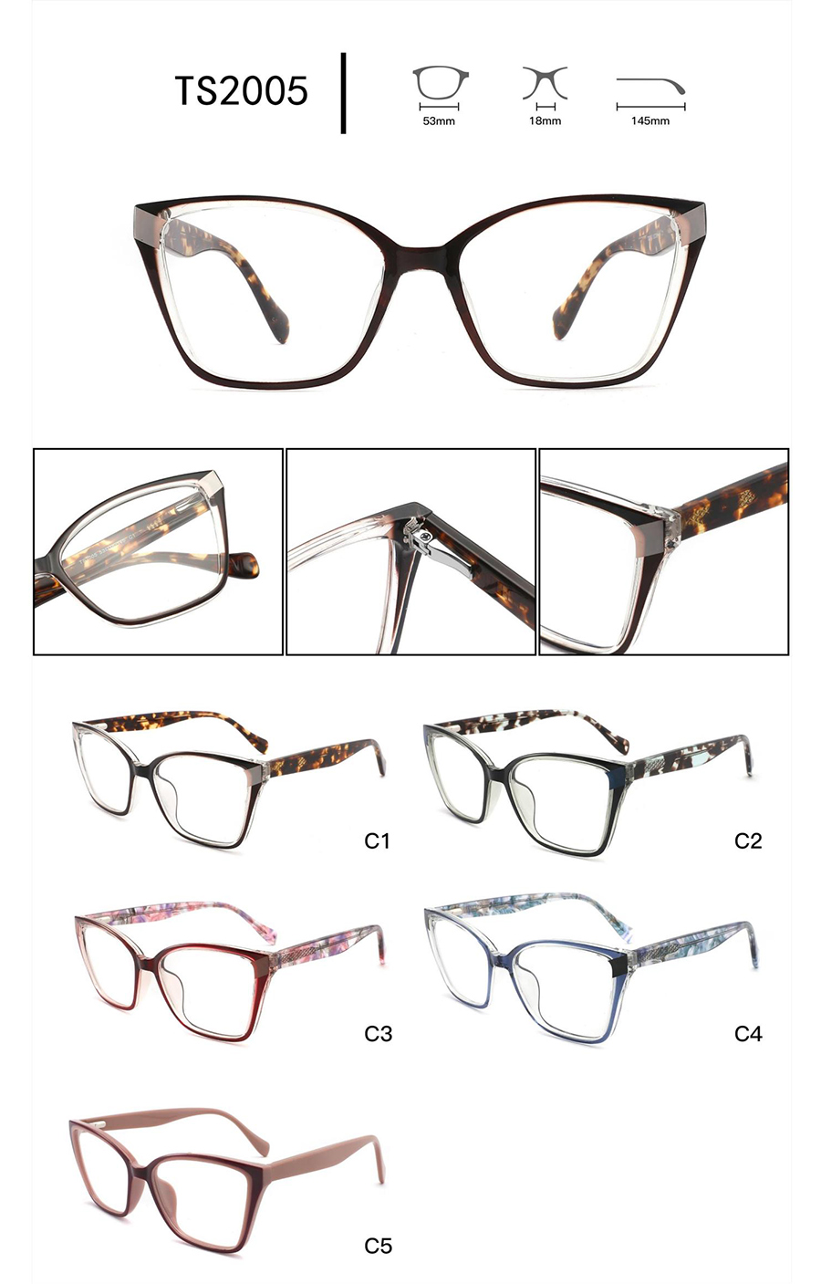 montures de lunettes r&eacute;tro pour femmes TS2005
