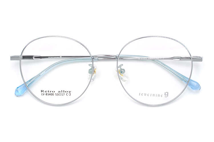 Monture Optique en M&eacute;tal - Argent&Bleu