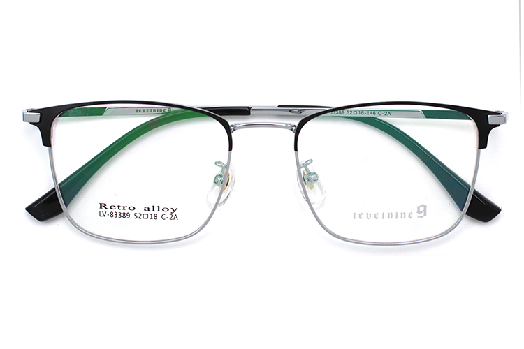 Montures optiques rectangulaires – Noir et argent