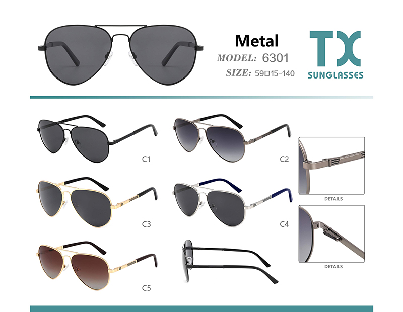 Lunettes de soleil en m&eacute;tal en gros 6301