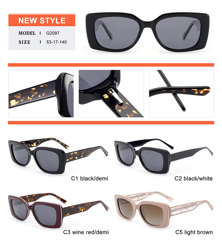 D&eacute;tails des lunettes de soleil en ac&eacute;tate - G2097