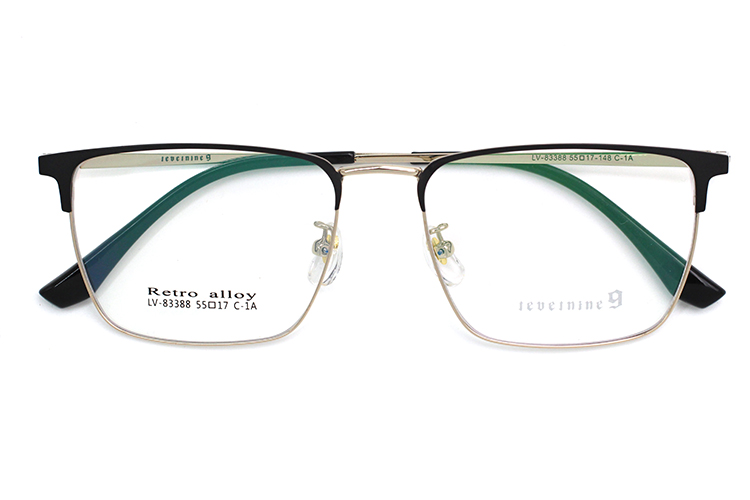 Lunettes de forme rectangulaires - Noir et dor&eacute;