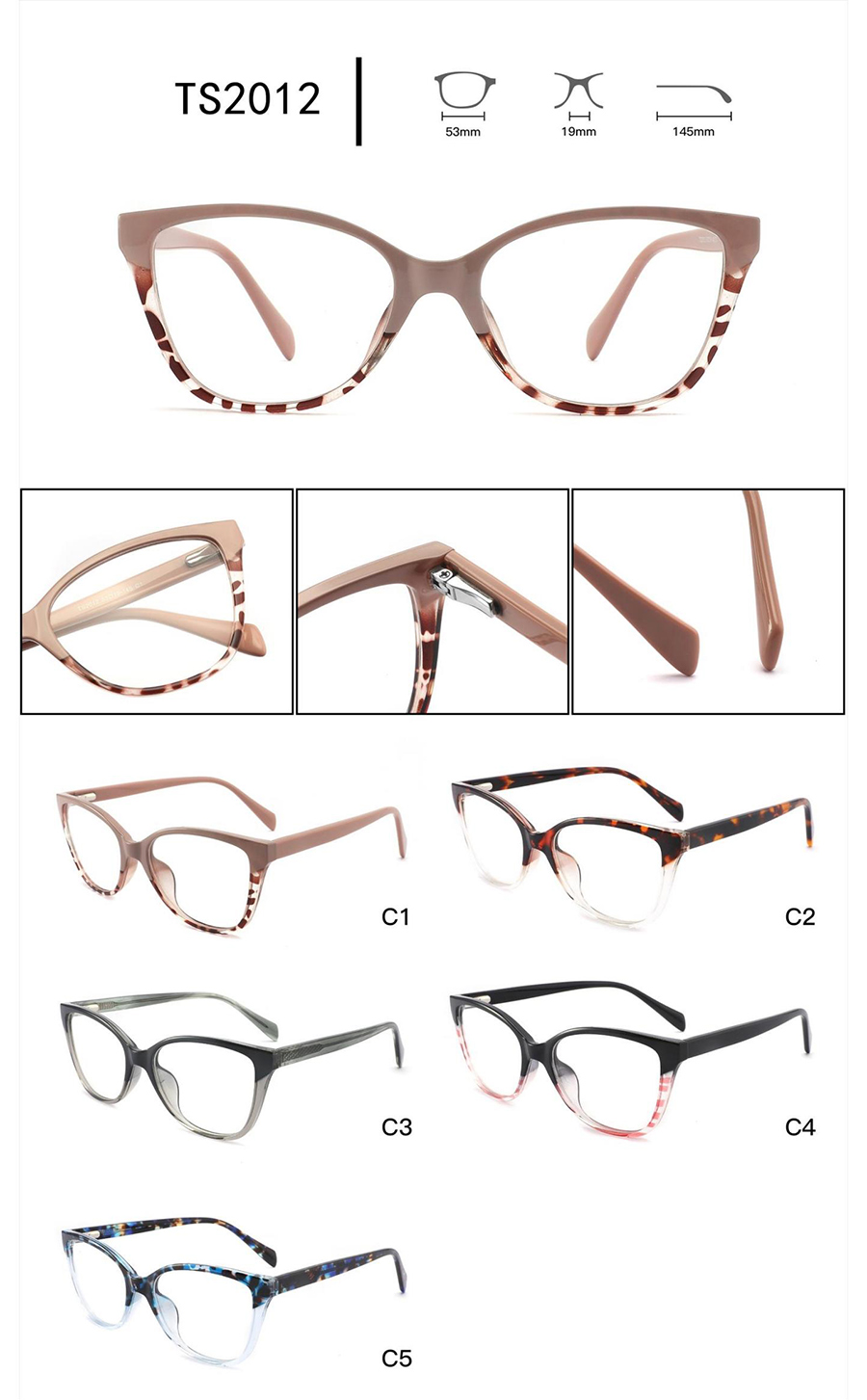 montures de lunettes cercl&eacute;es pour femmes TS2012