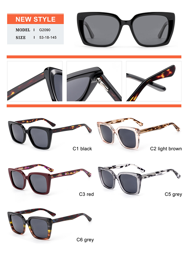 D&eacute;tails des lunettes de soleil en ac&eacute;tate - G2090