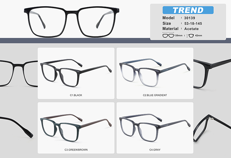 Montures de lunettes en ac&eacute;tate en gros YC30139