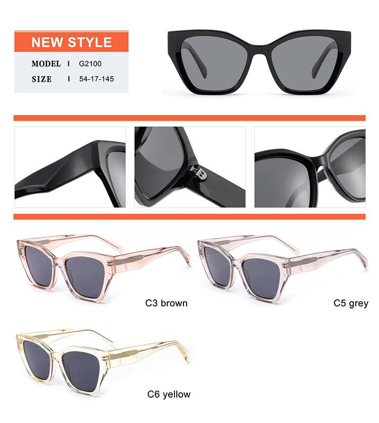 D&eacute;tails des lunettes de soleil en ac&eacute;tate - G2100