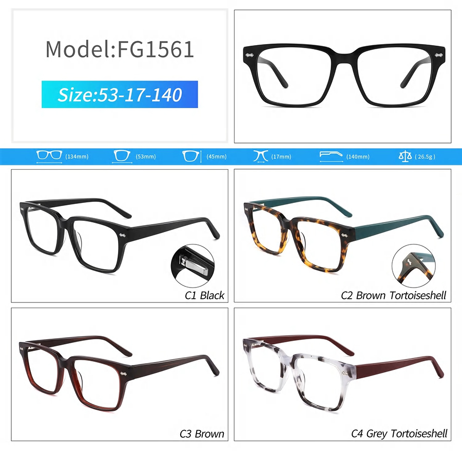 montures de lunettes en plastique ac&eacute;tate FG1561