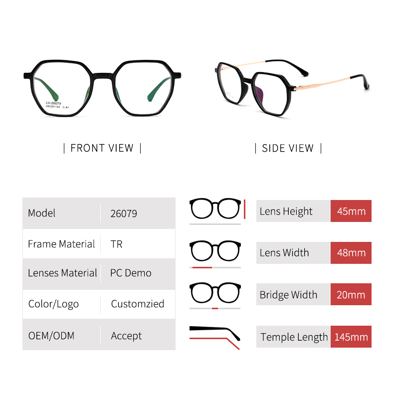 Montures de lunettes personnalis&eacute;es_size