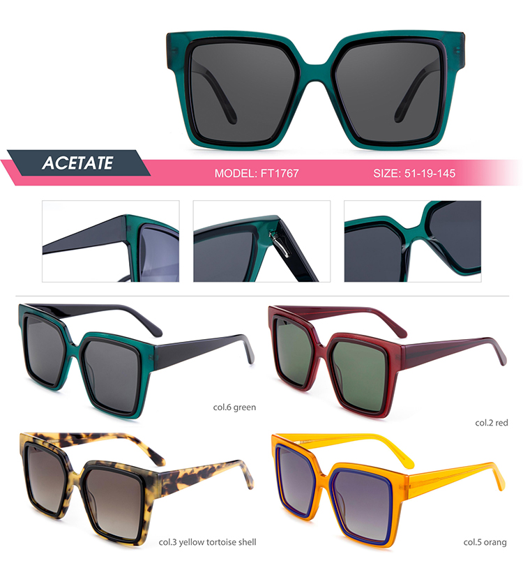 D&eacute;tails des lunettes de soleil en ac&eacute;tate - FT1767