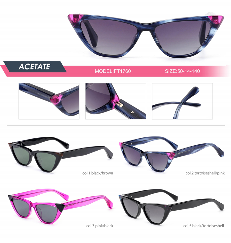 D&eacute;tails des lunettes de soleil en ac&eacute;tate - FT1760