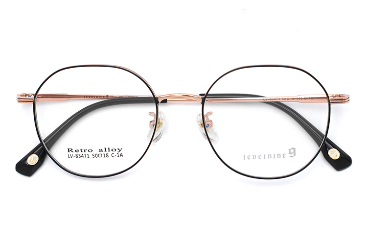 Montures optiques en m&eacute;tal de haute qualit&eacute; – Noir et dor&eacute;.