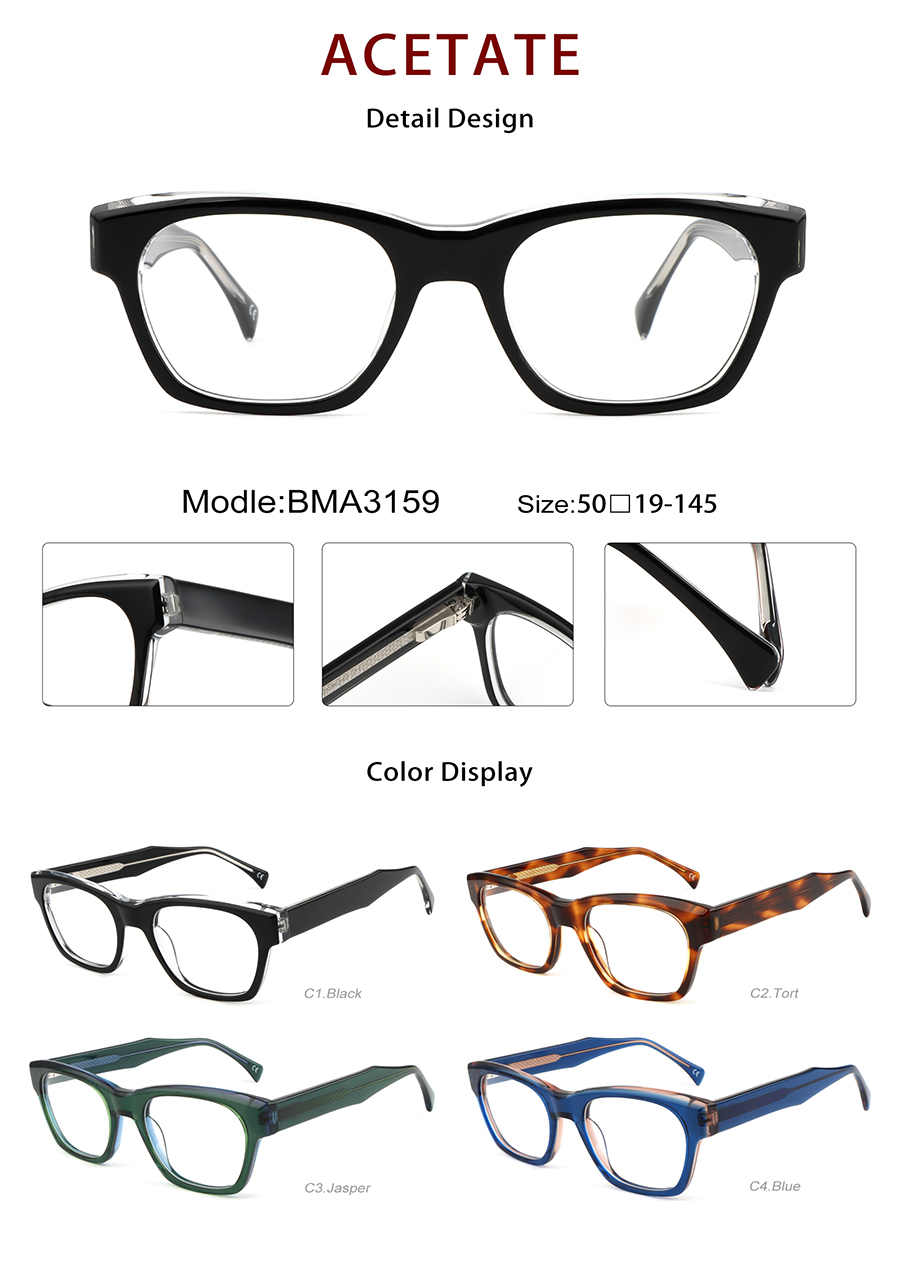 Montures de lunettes en ac&eacute;tate, vente en gros, d&eacute;tails BMA3159