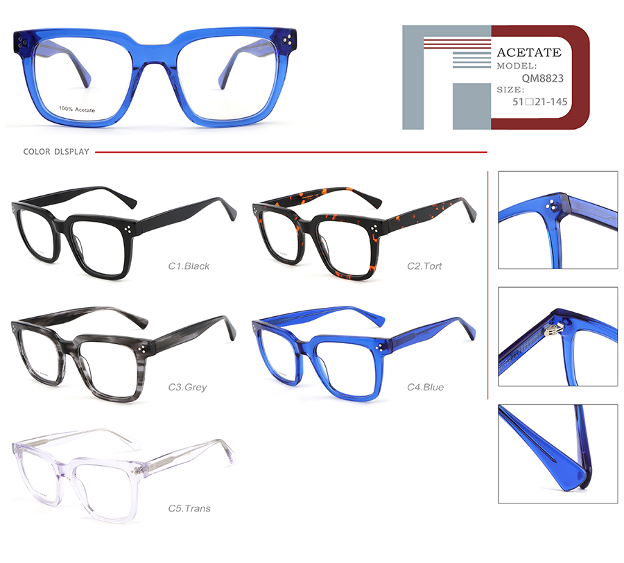 Montures de lunettes bleu &eacute;tincelant QM8823 -25
