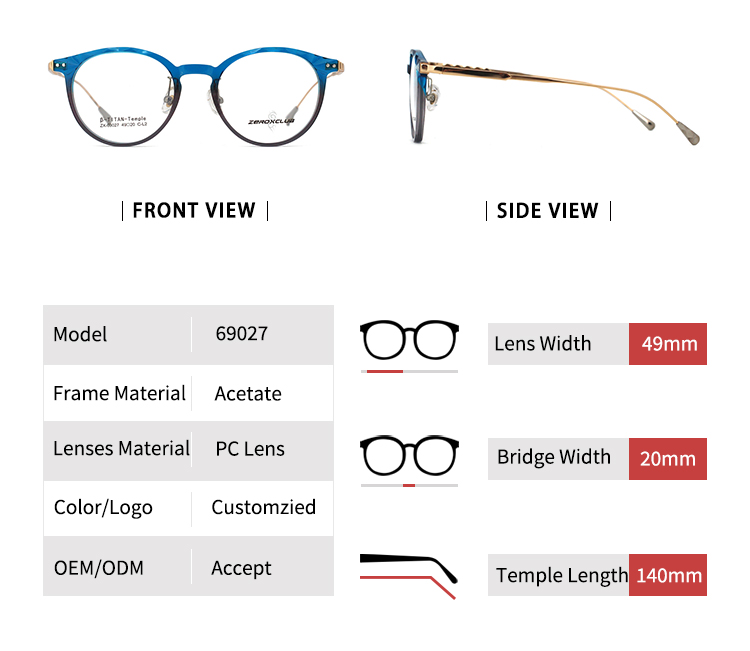 Montures de lunettes rondes en plastique 69027_01 