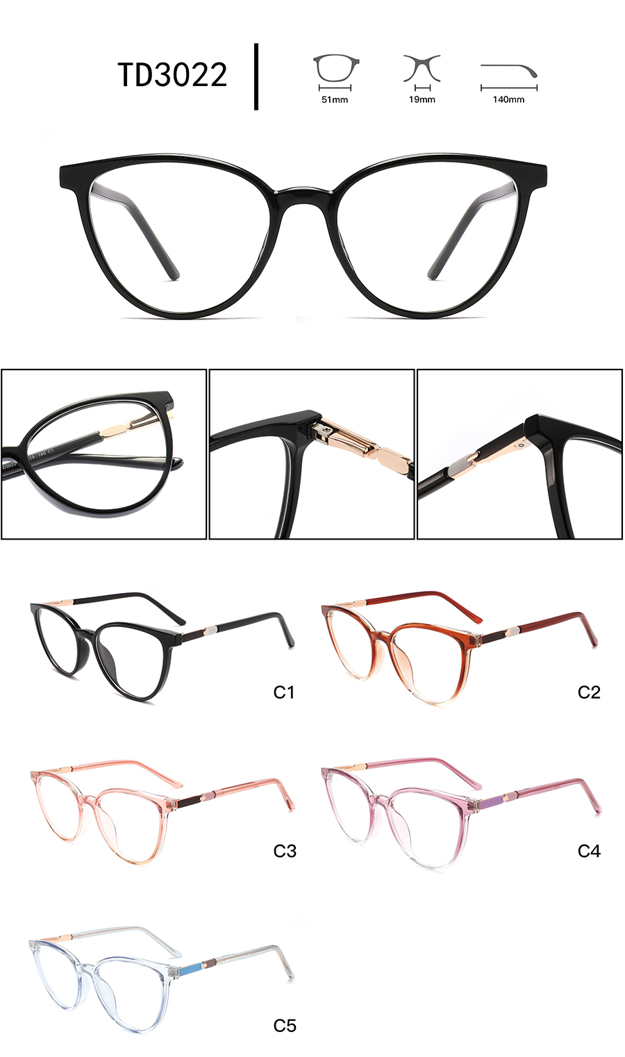 montures de lunettes de vue pour femmes TD3022