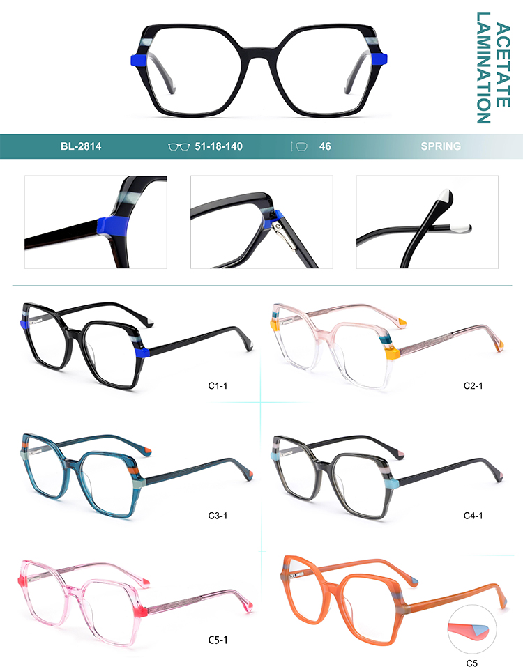 Montures de lunettes en ac&eacute;tate en gros, d&eacute;tails BL-2814