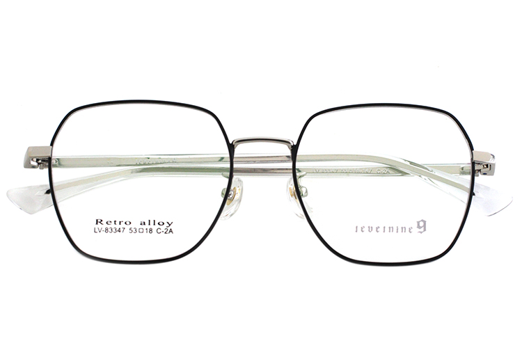 Lunettes de vue carr&eacute;es m&eacute;talliques - Noir et argent