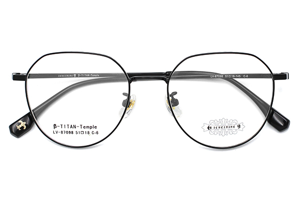 Montures de lunettes légères en titane noir 87098