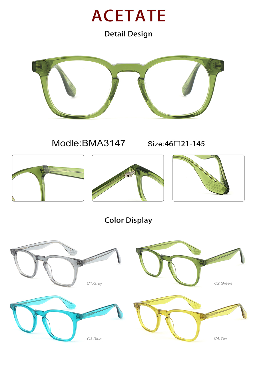 Montures de lunettes en ac&eacute;tate, vente en gros, d&eacute;tails BMA3147