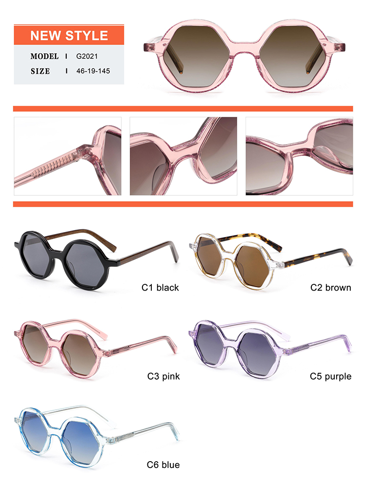 D&eacute;tails des lunettes de soleil en ac&eacute;tate - G2021