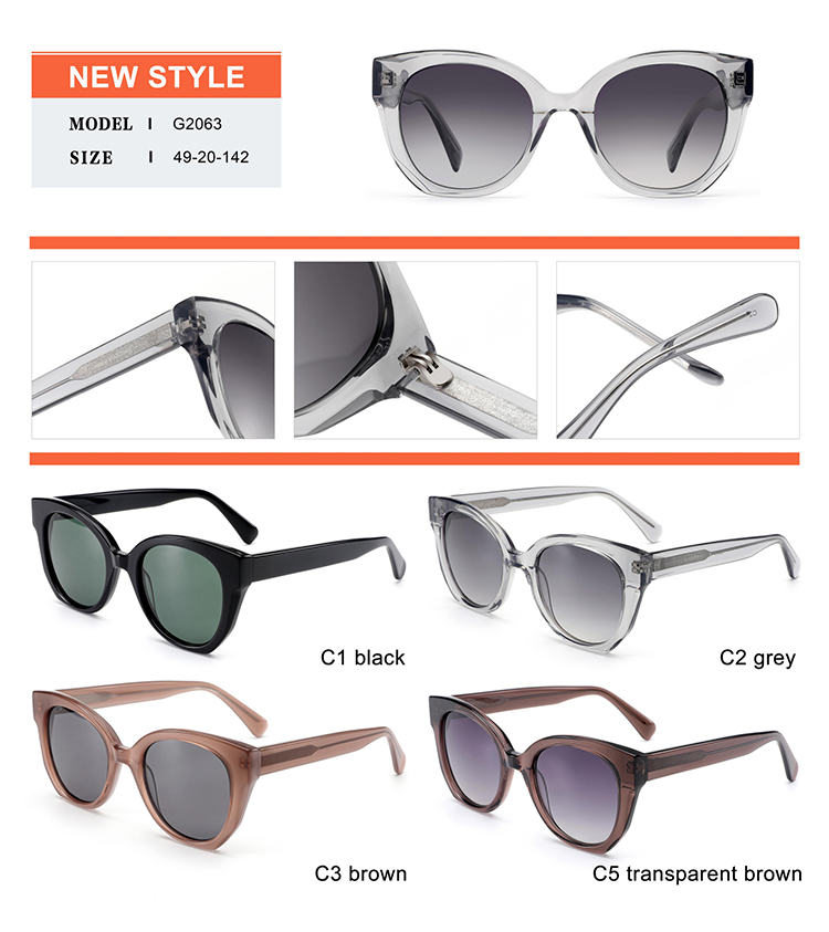 D&eacute;tails des lunettes de soleil en ac&eacute;tate - G2063