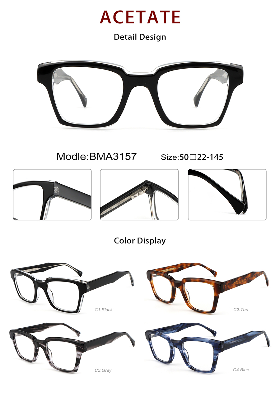 Montures de lunettes en ac&eacute;tate, vente en gros, d&eacute;tails BMA3157
