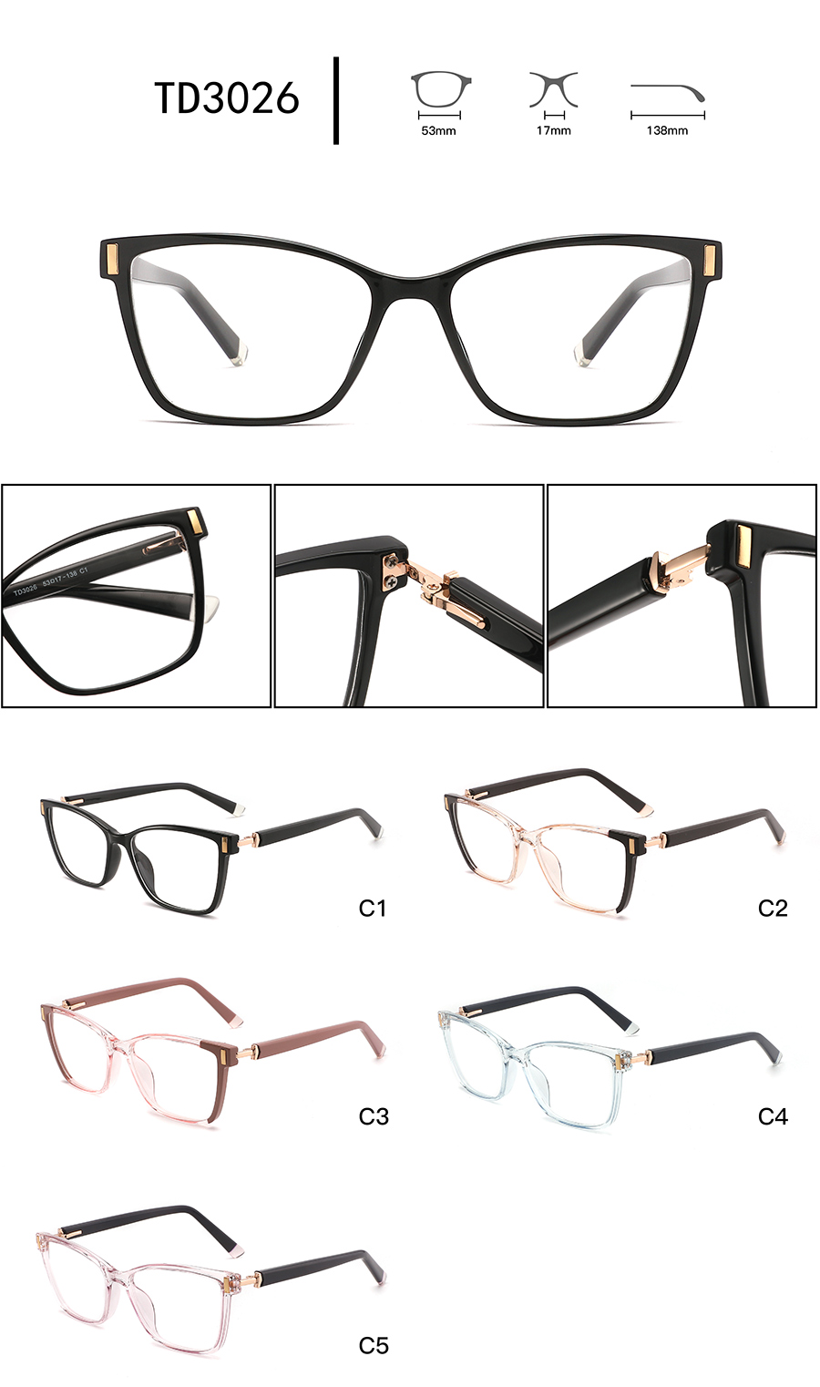 montures de lunettes style vintage TD3026