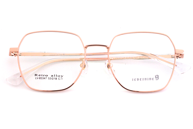 Lunettes de vue carr&eacute;es m&eacute;talliques - Or rose