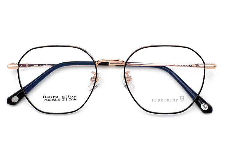 Lunettes &agrave; monture en m&eacute;tal - Noir et Or